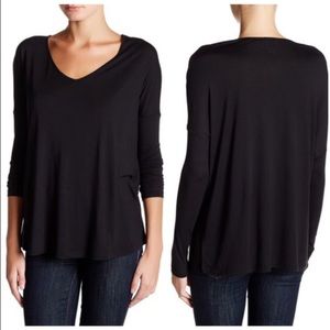 Haute Hippie Long Sleeve V-Neck Modal Tee